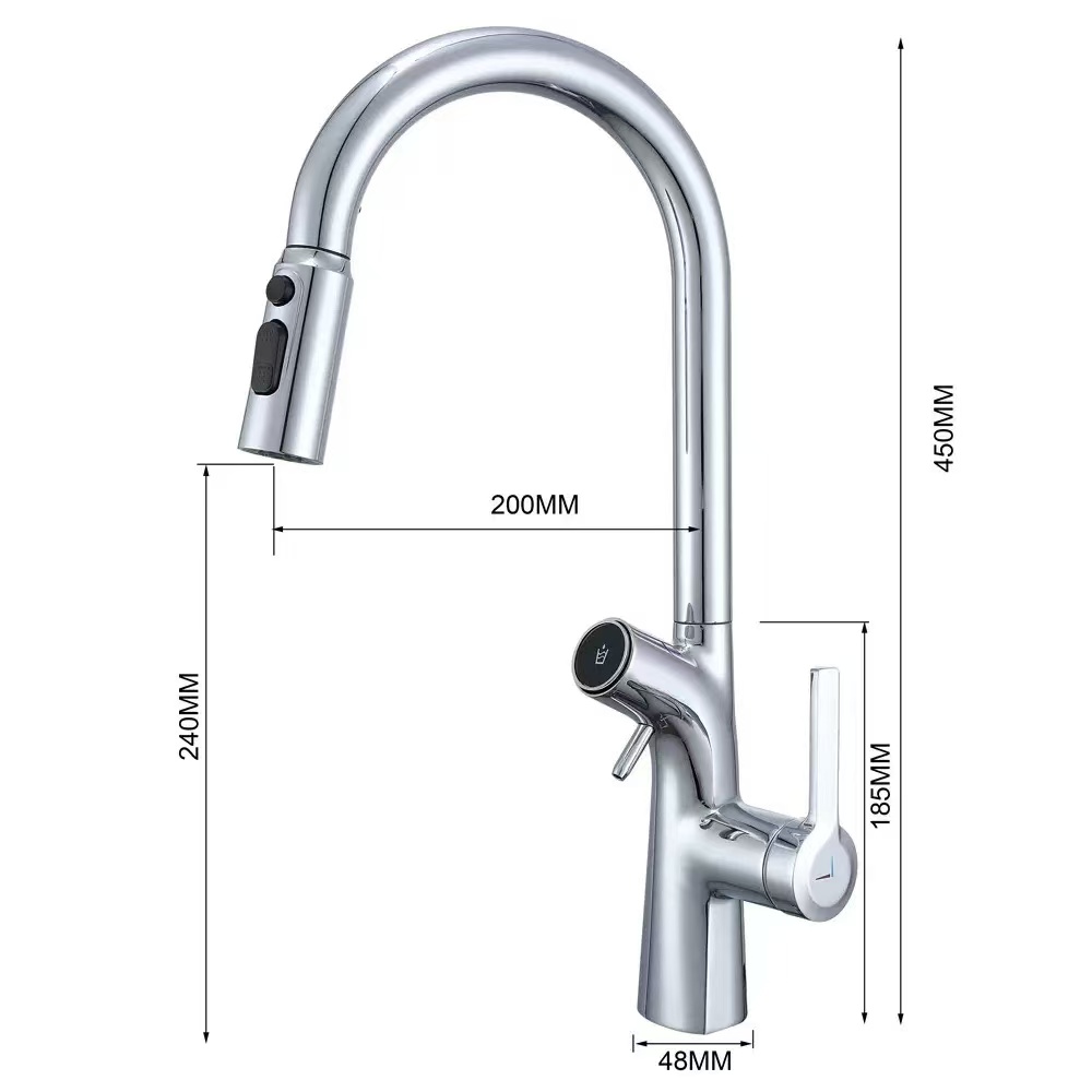 Digital Display Pull-Out Faucet with Built-in Water Purifier